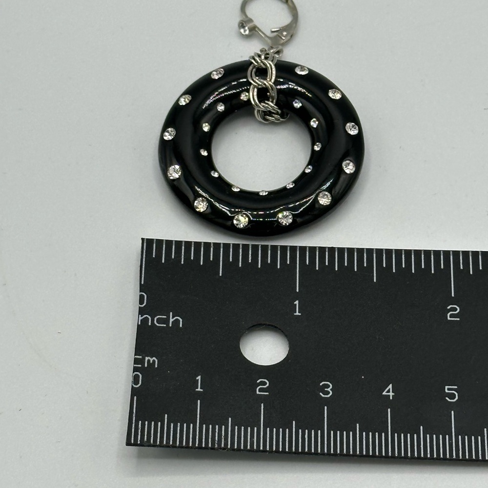 Kenneth Jay Lane Black Crystal Pierced Dangle Earrings - Picture 4 of 8